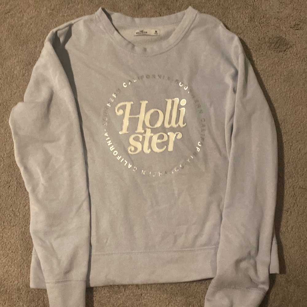 Hollister size medium sweatshirt. Baby blue in color